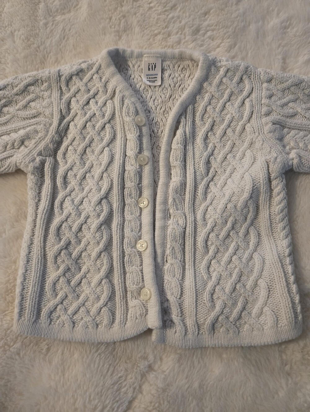 GAP Cream Cable-Knit Button Front Cardigan